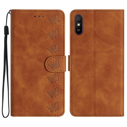 Seven Butterflies Embossed Leather Phone Case, For Xiaomi Redmi Note 9 5G / Note 9T, For Xiaomi Mi 10T Lite, For Xiaomi Mi 10T / 10T Pro, For Xiaomi Redmi 9A