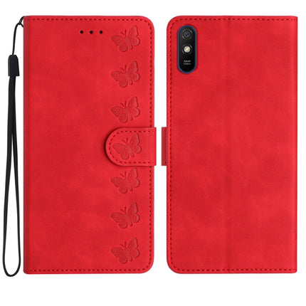 Seven Butterflies Embossed Leather Phone Case, For Xiaomi Redmi Note 9 5G / Note 9T, For Xiaomi Mi 10T Lite, For Xiaomi Mi 10T / 10T Pro, For Xiaomi Redmi 9A