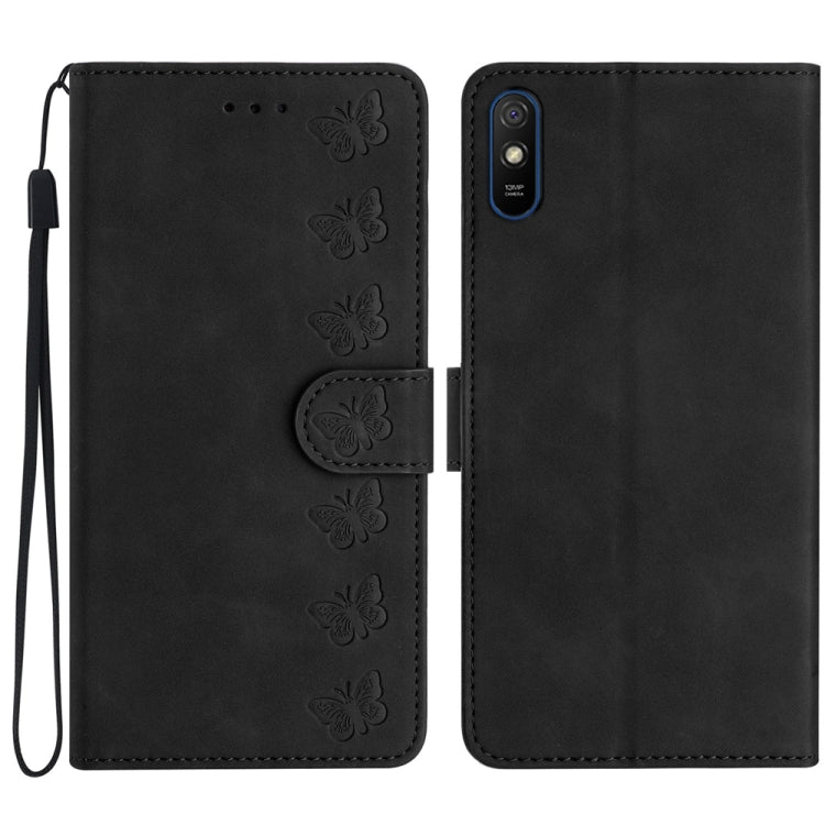 Seven Butterflies Embossed Leather Phone Case, For Xiaomi 11T / 11T Pro, For Xiaomi Redmi 9, For Xiaomi Redmi 9A, For Xiaomi Redmi 9C