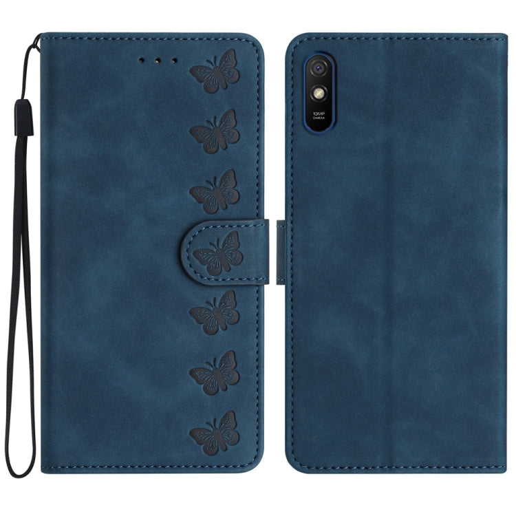 Seven Butterflies Embossed Leather Phone Case, For Xiaomi 11T / 11T Pro, For Xiaomi Redmi 9, For Xiaomi Redmi 9A, For Xiaomi Redmi 9C