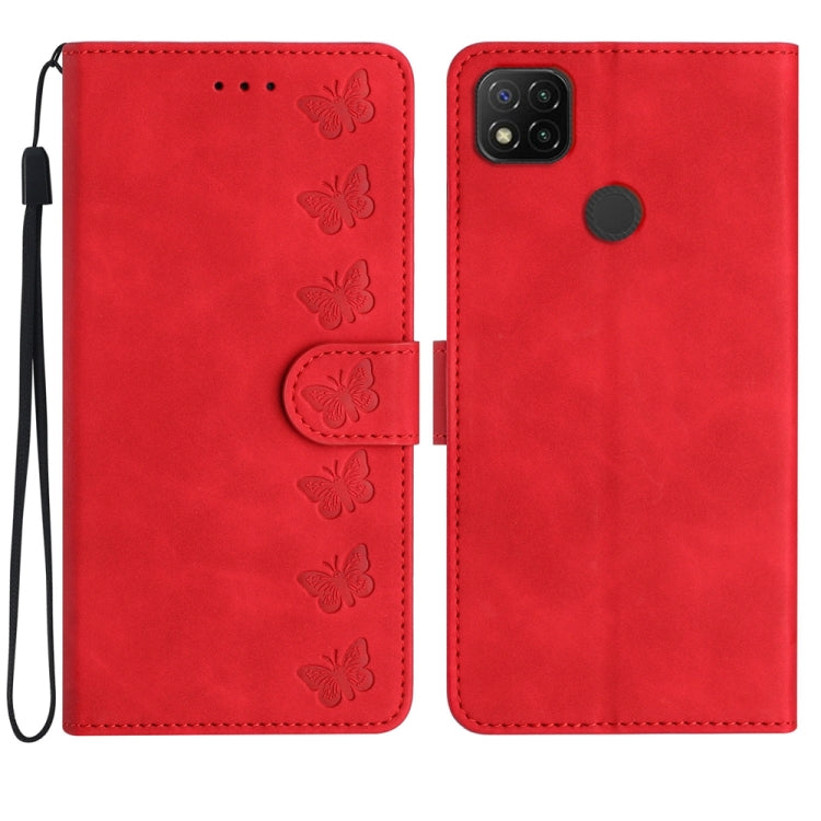 Seven Butterflies Embossed Leather Phone Case, For Xiaomi 11T / 11T Pro, For Xiaomi Redmi 9, For Xiaomi Redmi 9A, For Xiaomi Redmi 9C