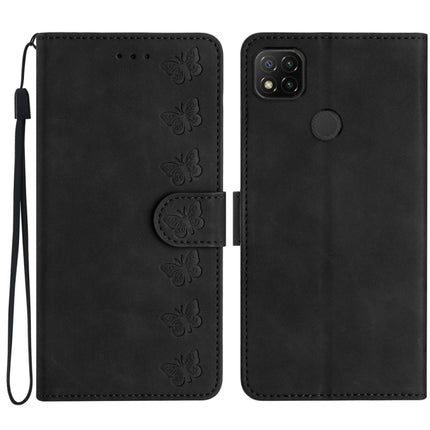 Seven Butterflies Embossed Leather Phone Case, For Xiaomi Redmi Note 10 5G, For Xiaomi Redmi 9A, For Xiaomi Redmi 9, For Xiaomi Redmi 9C