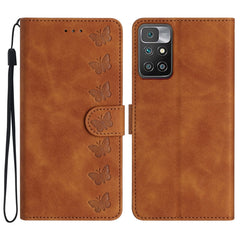 Seven Butterflies Embossed Leather Phone Case, For Xiaomi Redmi 10, For Xiaomi Redmi 10 2022, For Xiaomi Redmi 10A, For Xiaomi Redmi 10C