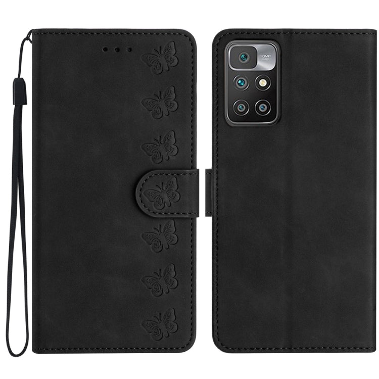 Seven Butterflies Embossed Leather Phone Case, For Xiaomi Redmi 10, For Xiaomi Redmi 10 2022, For Xiaomi Redmi 10A, For Xiaomi Redmi 10C