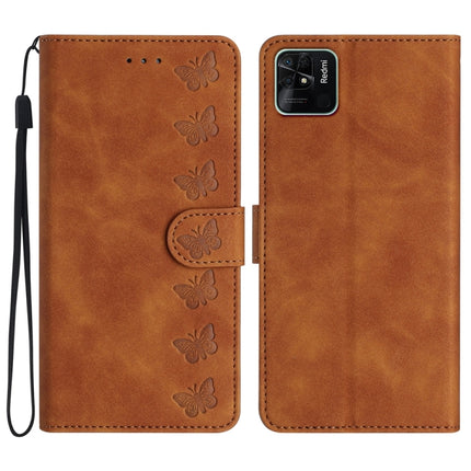 Seven Butterflies Embossed Leather Phone Case, For Xiaomi Redmi 10C, For Xiaomi Redmi Note 11 5G, For Xiaomi Redmi 10 2022, For Xiaomi 12 Pro