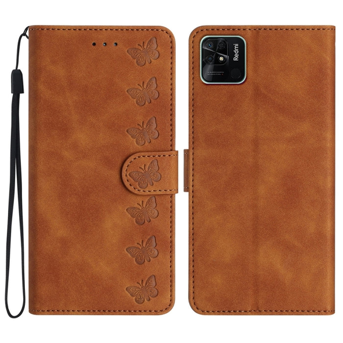 Seven Butterflies Embossed Leather Phone Case, For Xiaomi Redmi 10C, For Xiaomi Redmi Note 11 5G, For Xiaomi Redmi 10 2022, For Xiaomi 12 Pro