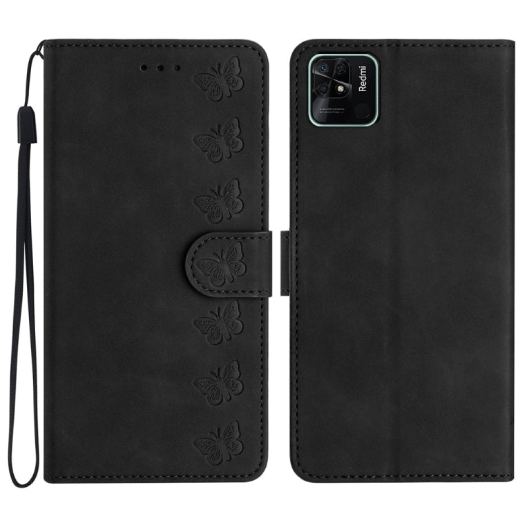 Seven Butterflies Embossed Leather Phone Case, For Xiaomi Redmi 10, For Xiaomi Redmi 10 2022, For Xiaomi Redmi 10A, For Xiaomi Redmi 10C