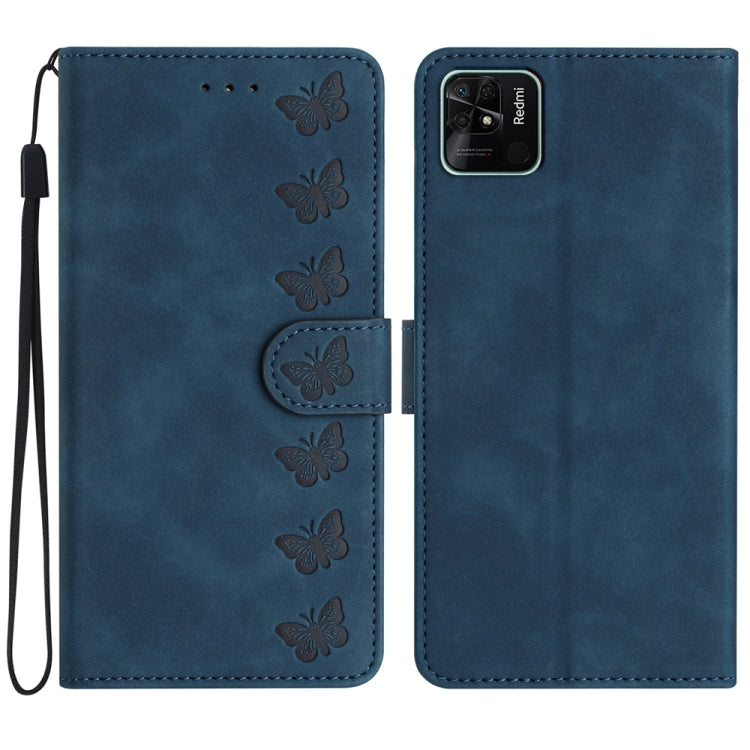 Seven Butterflies Embossed Leather Phone Case, For Xiaomi Redmi 10, For Xiaomi Redmi 10 2022, For Xiaomi Redmi 10A, For Xiaomi Redmi 10C