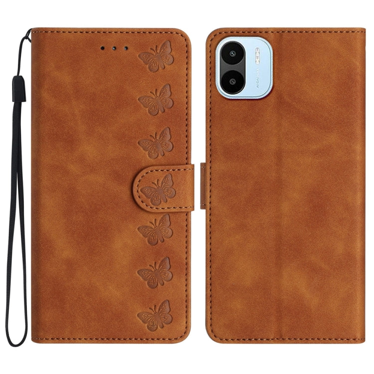 Seven Butterflies Embossed Leather Phone Case, For Xiaomi Redmi A1, For Xiaomi Redmi Note 8T, For Xiaomi Redmi Note 10 5G, For Xiaomi Redmi Note 11 Pro 5G Global