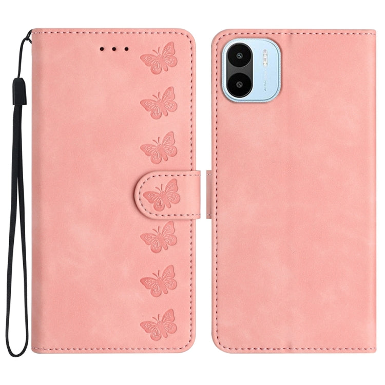 Seven Butterflies Embossed Leather Phone Case, For Xiaomi Redmi A1, For Xiaomi Redmi Note 8T, For Xiaomi Redmi Note 10 5G, For Xiaomi Redmi Note 11 Pro 5G Global