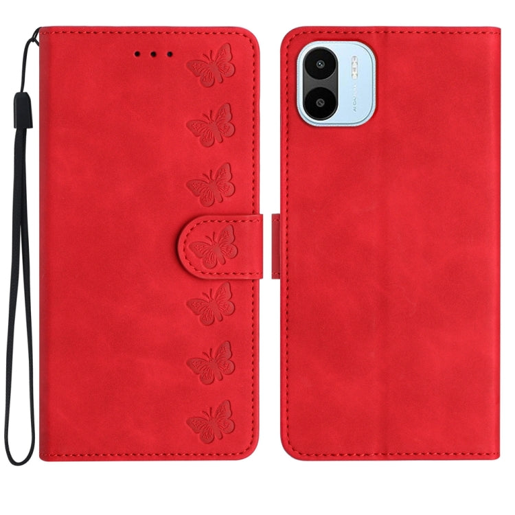 Seven Butterflies Embossed Leather Phone Case, For Xiaomi Redmi A1, For Xiaomi Redmi Note 8T, For Xiaomi Redmi Note 10 5G, For Xiaomi Redmi Note 11 Pro 5G Global