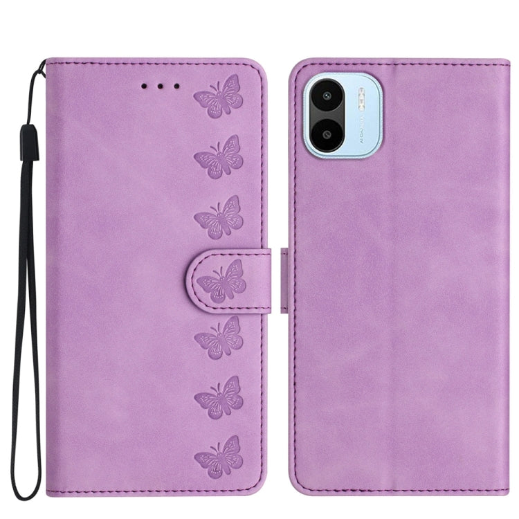 Seven Butterflies Embossed Leather Phone Case, For Xiaomi Redmi A1, For Xiaomi Redmi Note 8T, For Xiaomi Redmi Note 10 5G, For Xiaomi Redmi Note 11 Pro 5G Global