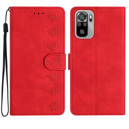 Seven Butterflies Embossed Leather Phone Case, For Xiaomi Redmi Note 10 5G, For Xiaomi Redmi Note 10 4G, For Xiaomi Redmi Note 10 Pro, For Xiaomi Redmi K40