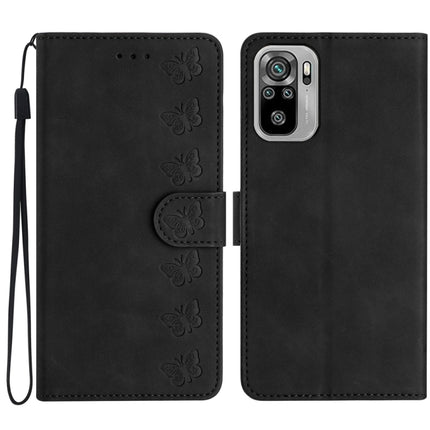 Seven Butterflies Embossed Leather Phone Case, For Xiaomi Redmi Note 10 5G, For Xiaomi Redmi Note 10 4G, For Xiaomi Redmi Note 10 Pro, For Xiaomi Redmi K40