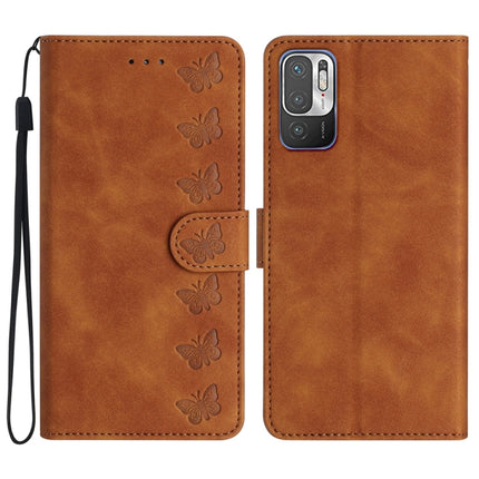 Seven Butterflies Embossed Leather Phone Case, For Xiaomi Redmi Note 10 5G, For Xiaomi Redmi Note 10 4G, For Xiaomi Redmi Note 10 Pro, For Xiaomi Redmi K40