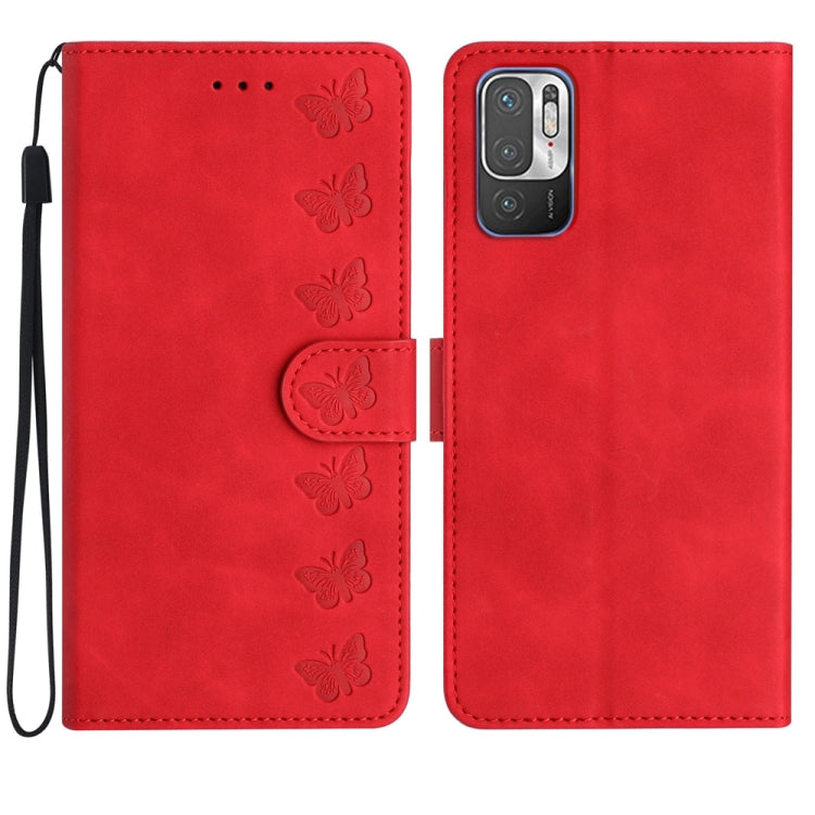 Seven Butterflies Embossed Leather Phone Case, For Xiaomi Redmi A1, For Xiaomi Redmi Note 8T, For Xiaomi Redmi Note 10 5G, For Xiaomi Redmi Note 11 Pro 5G Global