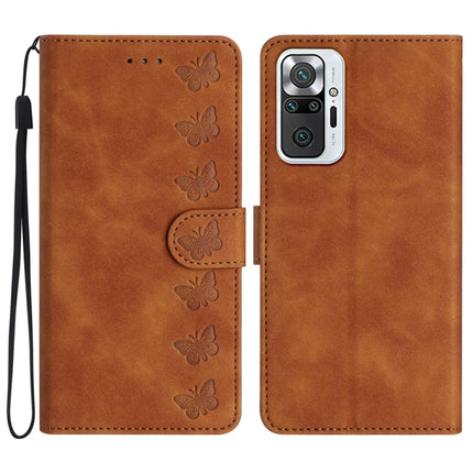 Seven Butterflies Embossed Leather Phone Case, For Xiaomi Redmi Note 10 5G, For Xiaomi Redmi Note 10 4G, For Xiaomi Redmi Note 10 Pro, For Xiaomi Redmi K40