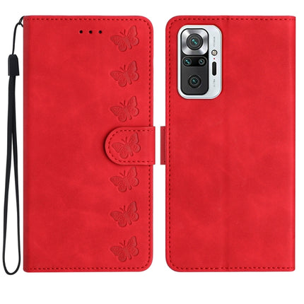 Seven Butterflies Embossed Leather Phone Case, For Xiaomi Redmi Note 10 5G, For Xiaomi Redmi Note 10 4G, For Xiaomi Redmi Note 10 Pro, For Xiaomi Redmi K40