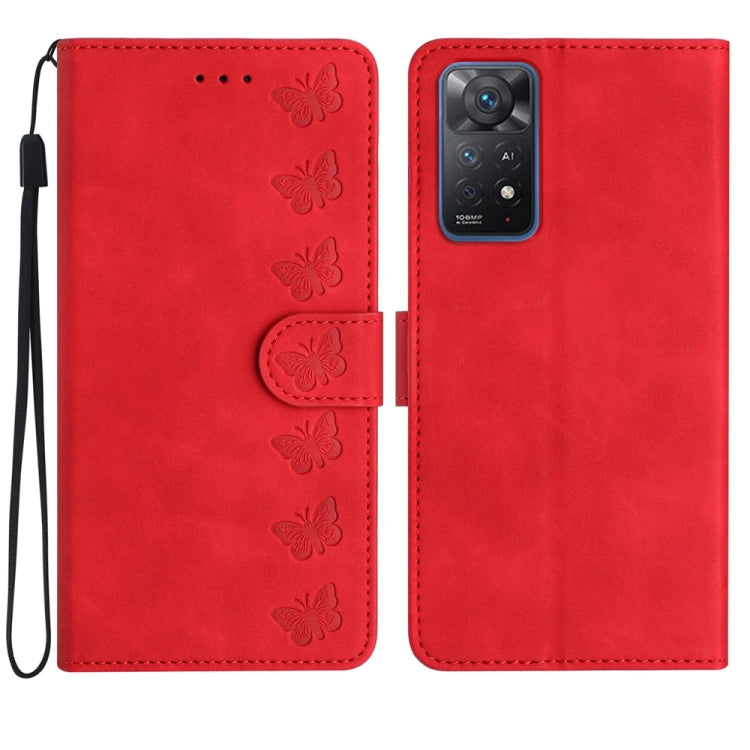 Seven Butterflies Embossed Leather Phone Case, For Xiaomi Redmi A1, For Xiaomi Redmi Note 8T, For Xiaomi Redmi Note 10 5G, For Xiaomi Redmi Note 11 Pro 5G Global