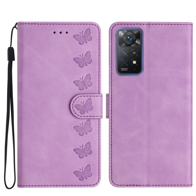 Seven Butterflies Embossed Leather Phone Case, For Xiaomi Redmi A1, For Xiaomi Redmi Note 8T, For Xiaomi Redmi Note 10 5G, For Xiaomi Redmi Note 11 Pro 5G Global
