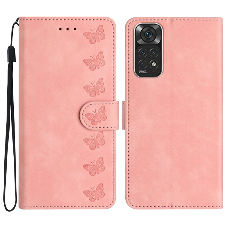 Seven Butterflies Embossed Leather Phone Case, For Xiaomi Redmi Note 11 5G, For Xiaomi Redmi Note 12 5G Global, For Xiaomi Redmi Note 12 Pro 5G Global