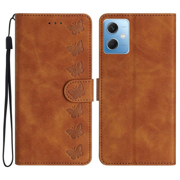 Seven Butterflies Embossed Leather Phone Case, For Xiaomi Redmi Note 11 5G, For Xiaomi Redmi Note 12 5G Global, For Xiaomi Redmi Note 12 Pro 5G Global