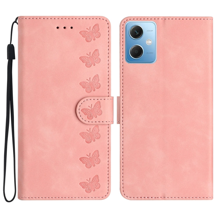 Seven Butterflies Embossed Leather Phone Case, For Xiaomi Redmi Note 11 5G, For Xiaomi Redmi Note 12 5G Global, For Xiaomi Redmi Note 12 Pro 5G Global