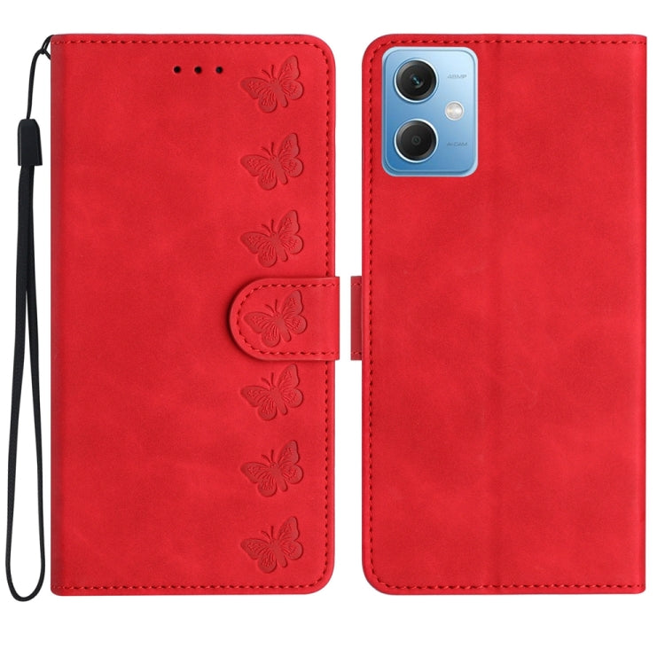 Seven Butterflies Embossed Leather Phone Case, For Xiaomi Redmi Note 11 5G, For Xiaomi Redmi Note 12 5G Global, For Xiaomi Redmi Note 12 Pro 5G Global