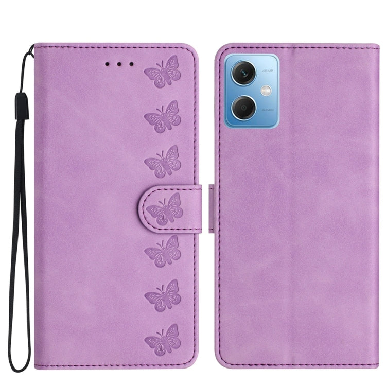 Seven Butterflies Embossed Leather Phone Case, For Xiaomi Redmi Note 11 5G, For Xiaomi Redmi Note 12 5G Global, For Xiaomi Redmi Note 12 Pro 5G Global