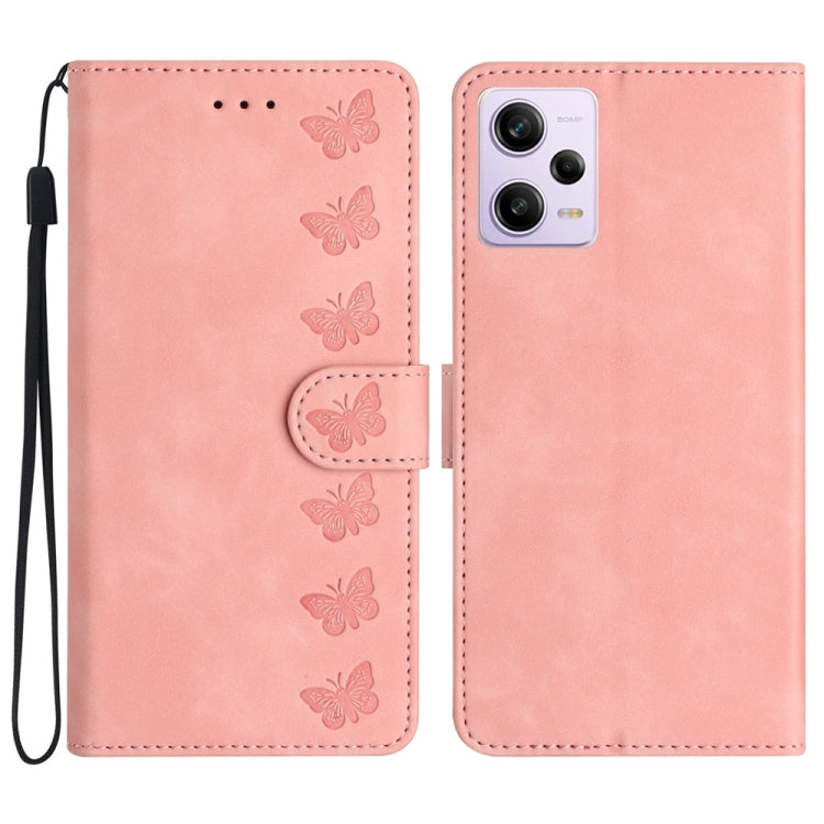 Seven Butterflies Embossed Leather Phone Case, For Xiaomi Redmi Note 11 5G, For Xiaomi Redmi Note 12 5G Global, For Xiaomi Redmi Note 12 Pro 5G Global