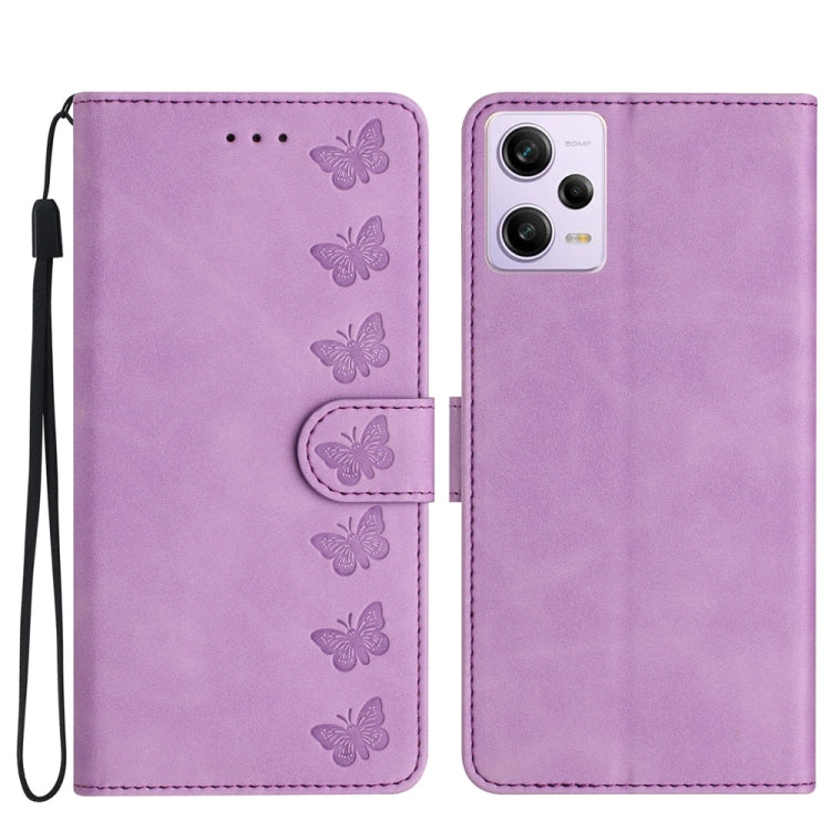 Seven Butterflies Embossed Leather Phone Case, For Xiaomi Redmi Note 11 5G, For Xiaomi Redmi Note 12 5G Global, For Xiaomi Redmi Note 12 Pro 5G Global