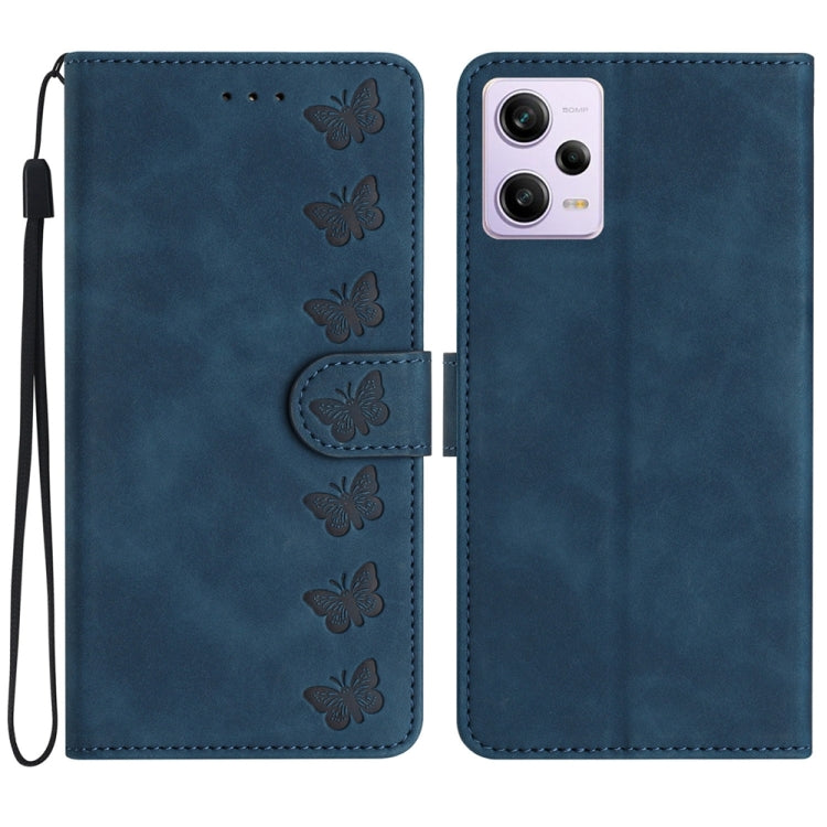 Seven Butterflies Embossed Leather Phone Case, For Xiaomi Redmi Note 11 5G, For Xiaomi Redmi Note 12 5G Global, For Xiaomi Redmi Note 12 Pro 5G Global
