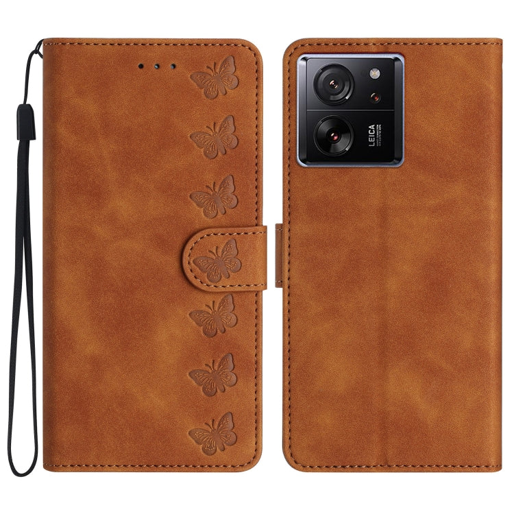 Seven Butterflies Embossed Leather Phone Case, For Xiaomi 13, For Xiaomi 13 Pro, For Xiaomi 13T, For Xiaomi Mi 11 Pro