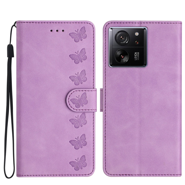 Seven Butterflies Embossed Leather Phone Case, For Xiaomi 13, For Xiaomi 13 Pro, For Xiaomi 13T, For Xiaomi Mi 11 Pro