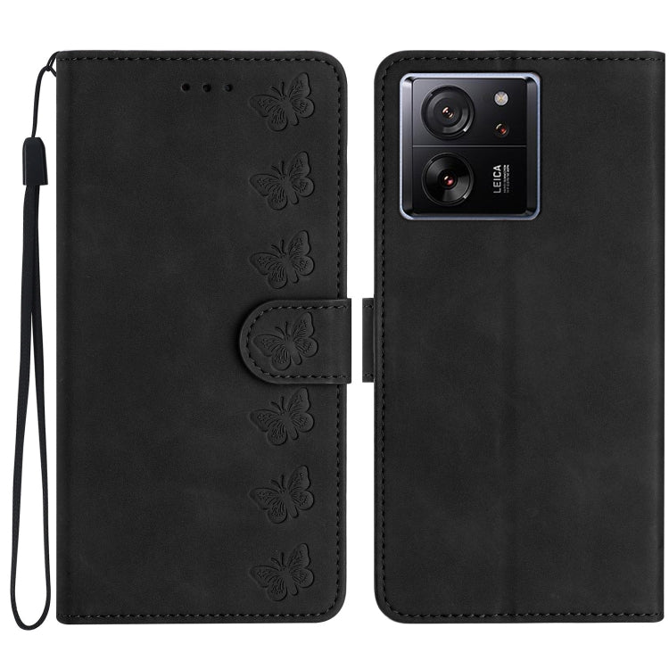 Seven Butterflies Embossed Leather Phone Case, For Xiaomi 13, For Xiaomi 13 Pro, For Xiaomi 13T, For Xiaomi Mi 11 Pro