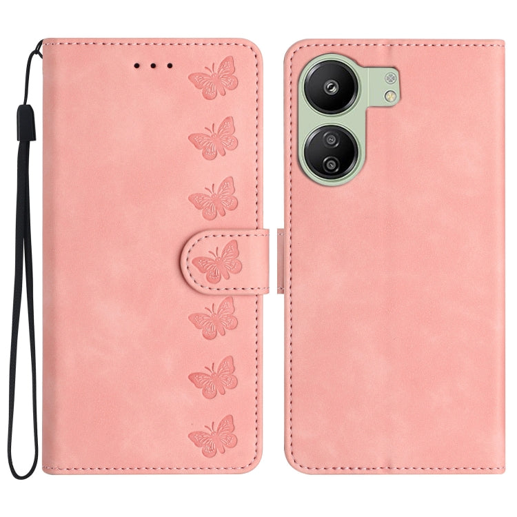 Seven Butterflies Embossed Leather Phone Case, For Xiaomi Redmi 13C 4G, For Xiaomi 12 Lite, For Xiaomi 12 Pro, For Xiaomi 12T / 12T Pro
