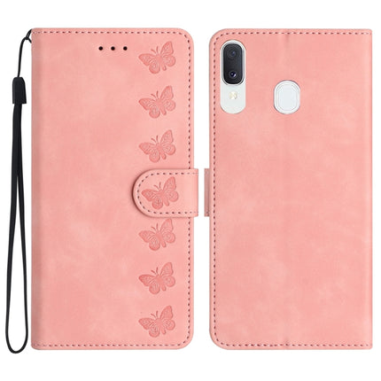 Seven Butterflies Embossed Leather Phone Case, For Samsung Galaxy S24 5G, For Samsung Galaxy A20e, For Samsung Galaxy A20s, For Samsung Galaxy A22 4G