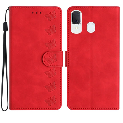Seven Butterflies Embossed Leather Phone Case, For Samsung Galaxy S24 5G, For Samsung Galaxy A20e, For Samsung Galaxy A20s, For Samsung Galaxy A22 4G