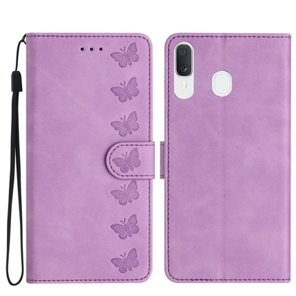 Seven Butterflies Embossed Leather Phone Case, For Samsung Galaxy S24 5G, For Samsung Galaxy A20e, For Samsung Galaxy A20s, For Samsung Galaxy A22 4G