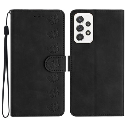 Seven Butterflies Embossed Leather Phone Case, For Samsung Galaxy A71, For Samsung Galaxy A72 5G, For Samsung Galaxy A73 5G, For Samsung Galaxy M23