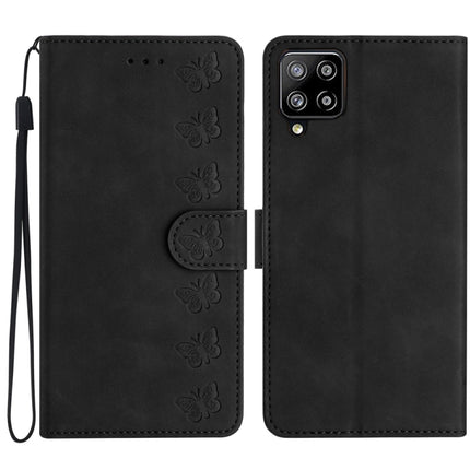 Seven Butterflies Embossed Leather Phone Case, For Samsung Galaxy M32, For Samsung Galaxy M52 5G, For Samsung Galaxy M53