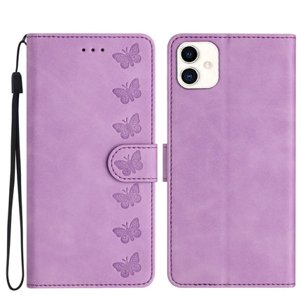 Seven Butterflies Embossed Leather Phone Case, For Samsung Galaxy A05, For Samsung Galaxy A10 / M10, For Samsung Galaxy A12 5G, For Samsung Galaxy A13 4G