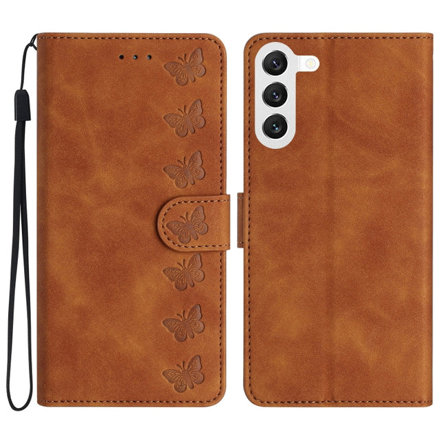 Seven Butterflies Embossed Leather Phone Case, For Samsung Galaxy A05s, For Samsung Galaxy A20e, For Samsung Galaxy A20s, For Samsung Galaxy A22 4G