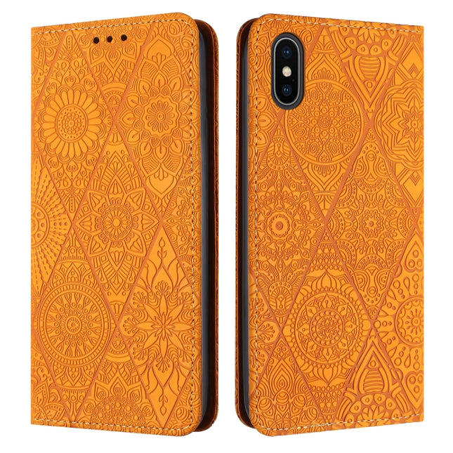 Ethnic Embossed Adsorption Leather Phone Case, For iPhone X / XS, For iPhone XR, For iPhone XS Max, For iPhone SE 2022 / 7 / 8