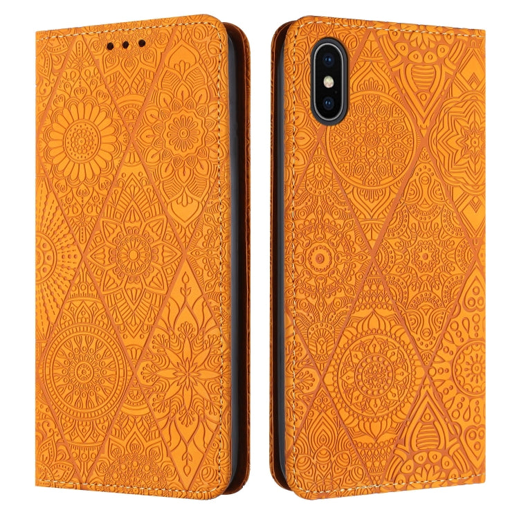 Ethnic Embossed Adsorption Leather Phone Case, For iPhone X / XS, For iPhone XR, For iPhone XS Max, For iPhone SE 2022 / 7 / 8, For iPhone 7 Plus / 8 Plus