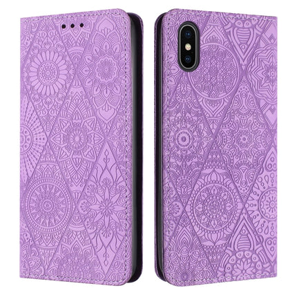 Ethnic Embossed Adsorption Leather Phone Case, For iPhone X / XS, For iPhone XR, For iPhone XS Max, For iPhone SE 2022 / 7 / 8