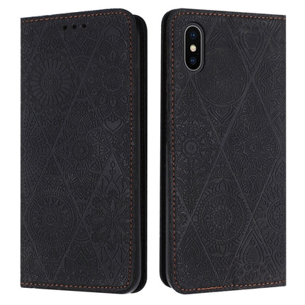 Ethnic Embossed Adsorption Leather Phone Case, For iPhone X / XS, For iPhone XR, For iPhone XS Max, For iPhone SE 2022 / 7 / 8