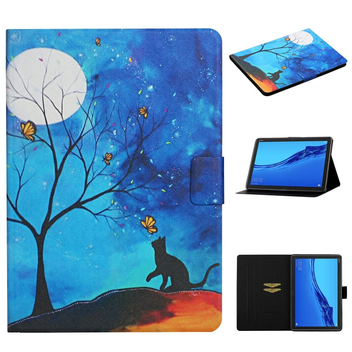 Horizontale Klapphülle aus Leder mit farbigem Zeichenmuster, Halterung, Kartenfächern und Schlaf-/Weckfunktion, für Huawei MediaPad M5 Lite, für Lenovo Tab FHD M10 Plus X606F, für iPad 5, für iPad 10.2, für iPad Pro 10.5