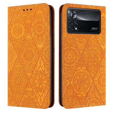 Ethnic Embossed Adsorption Leather Phone Case, For Xiaomi Poco X4 Pro 5G, For Xiaomi Redmi 10, For Xiaomi Poco M4 Pro 5G, For Xiaomi Poco X3 NFC