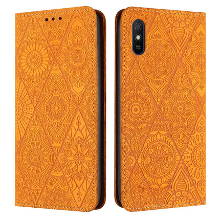 Ethnic Embossed Adsorption Leather Phone Case, For Xiaomi Redmi 9A, For Xiaomi Redmi 9, For Redmi Note 9, For Redmi Note 9 Pro